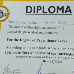Another diploma from my Krav Maga training, for Practitioner Level F-4. Each level represents another step in my journey.