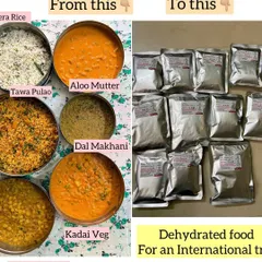 For those long trips abroad, I turn my fresh, homemade curries like Aloo Mutter, Dal Makhani, and Chole Masala into dehydrated, easy to carry food packs. Just add hot water and enjoy a comforting meal.