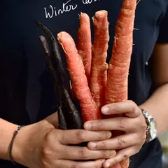 We love using fresh, seasonal ingredients like these beautiful red and black Dilli carrots. They are the star of our crowd-favourite Dilli Carrot Cake, which makes a comeback every winter.