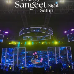 I believe in creating a complete sensory experience. For this Sangeet, I designed a massive, multi-layered LED stage with dynamic lighting that transformed the entire venue and brought incredible energy to the performances.