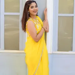 Dolled up the lovely Aishwarya Shindogi for her shoot. I created a fresh and simple look to complement her bright yellow saree.