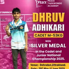 We are so proud of Dhruv Adhikari for winning a Silver medal at the Junior National Championship 2025 in Dehradun.