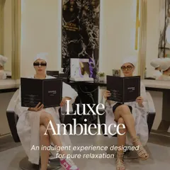 Luxe Ambience is central to the Dessange experience. Here, two clients enjoy a treatment in our private K-Lounge, an indulgent space designed for pure relaxation and personalized care.
