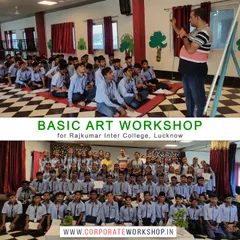 Our founder, Mohit Manocha, conducting a basic art workshop for students at Rajkumar Inter College in Lucknow. We are committed to spreading art education everywhere.