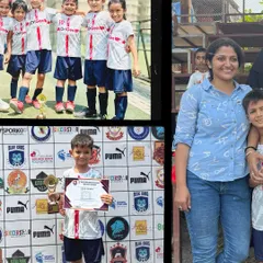 Another 'Player of the Match' winner, Shivatva, celebrating with his family. Parental support is a huge part of our academy's success.