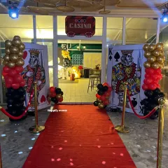 A duplicate of the grand Casino Night entrance, ready to welcome guests to a night of fun and games.