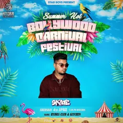 Flyer for the "Summer Hot Bollywood Carnival Festival" at Hydra, a themed night dedicated to high-energy Bollywood music.
