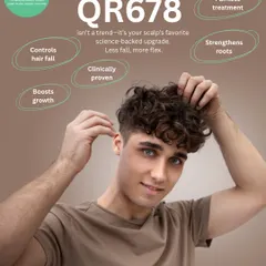 QR678® is a science-backed, clinically proven formulation that controls hair fall and boosts new growth. This painless, non-surgical treatment strengthens roots from within, giving you less fall and more flex.
