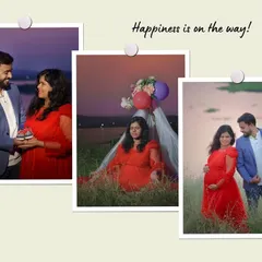 This collage captures the magic of a golden hour maternity shoot in an open field. The warm light and beautiful scenery create a dreamy and romantic atmosphere for these pregnancy portraits.