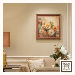 This beautiful floral wall art brings the elegance of nature indoors. The soft, warm tones of the flowers create a serene and sophisticated focal point, perfectly complementing a classic living room setting.
