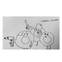 A little bit of dark humor with my "Cereal Killers" doodle. I enjoy bringing everyday objects to life with personality and a funny twist.
