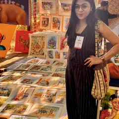 At my booth during Chitra Santhe 2024 in Bangalore, one of the largest art fairs in the country. I was thrilled to sell 14 of my paintings that day.