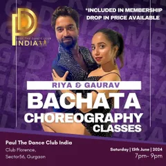This is an announcement for one of our weekend Bollywood Bachata choreography sessions. These classes are open to both our members and drop in students, making it easy for anyone to join and learn a fun new routine.