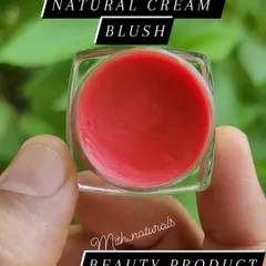 This is my natural cream blush, a beauty product I make at home. It provides a healthy glow and is perfect for those who prefer a moisturizing makeup option.