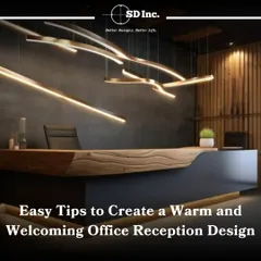 An introduction to our tips for creating a warm and welcoming office reception. This image showcases dramatic, modern lighting over a sleek reception desk, setting a sophisticated tone.