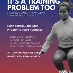 Many generic training programs fail to address the specific needs of female athletes, such as deceleration control, landing mechanics, and glute-hamstring balance. If your training ignores these key areas, your injury risk remains high.