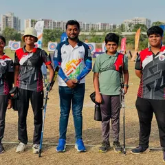 Here I am with some of our medal winners at the SFA Archery Championships in Mumbai. It's a testament to their dedication and the high-quality training they receive at our academy.