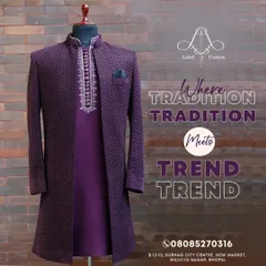 Where tradition meets trend. This graphic showcases a beautiful purple Indo-Western shrug set, a perfect example of my design philosophy.