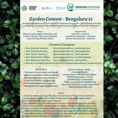 This poster announced our 'Garden Contest - Bengaluru 21' for World Environment Day. We created several categories, from best balcony garden to best eco-friendly practice, to encourage and recognize all forms of home gardening.