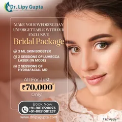 To make your wedding day unforgettable, I've designed an exclusive bridal package. It combines Skin Boosters, Lumecca Laser, and HydraFacial MD to deliver a complete skin transformation.