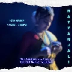 The announcement for my solo performance at the Mumbai Natyanjali festival. It is always a humbling experience to be part of such a prestigious event dedicated to offering our dance at the feet of the Lord.