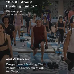 We want to clear up a misconception. We are not a "grind culture" studio. We value recovery just as much as output, using programmed training to ensure you make steady, sustainable progress.