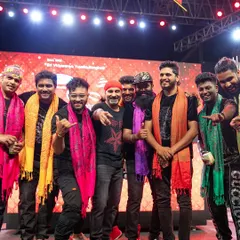 The whole crew together. A public show with Beat Gurus is always a high-energy musical performance.