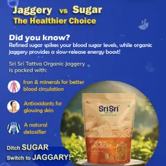 Jaggery vs. Sugar: Making the Healthier Choice. Refined sugar spikes your blood sugar, leading to crashes. I recommend switching to organic jaggery, which provides a slow-release energy boost. It's also packed with iron for blood circulation and antioxidants for glowing skin.