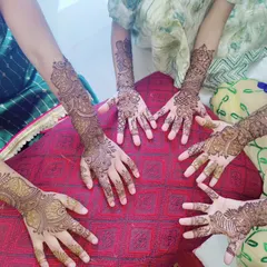 A happy group of little clients with their party mehndi. It's so much fun creating designs for their small hands.