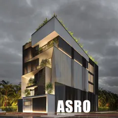 The side elevation of this Gurugram kothi speaks volumes. Boxing structures in concrete and aluminum create depth, rhythm, and a striking voluminous presence, making a bold statement of modern architecture.