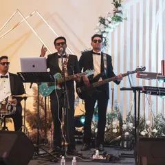 A full band shot from a recent wedding gig. We bring a complete musical experience with vocals, guitars, keyboards, and drums, ensuring a rich and dynamic sound that fills the room.