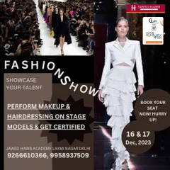 A promotional poster for a fashion show where our students get to perform makeup and hairdressing on stage models. We provide incredible platforms to showcase talent.