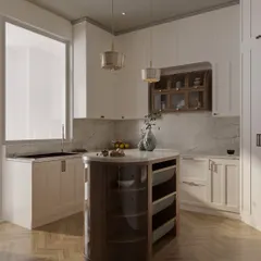 A duplicate of image 24, showing the elegant and functional kitchen layout.