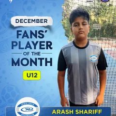 Shoutout to Arash Shariff of India Rush SC, the U12 Fans' Player of the Month for December in Mumbai.