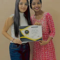 A proud moment celebrating a student's graduation. This certificate marks the completion of her 6-month journey and the start of her professional path.