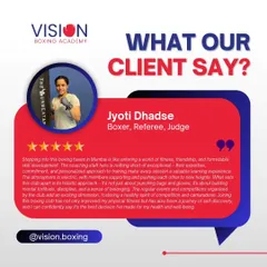 I'm proud to have champions like Jyoti Dhadse, a respected boxer, referee, and judge, as part of our community. Her testimonial speaks to our holistic approach, focusing on mental fortitude and skill development, not just physical fitness.