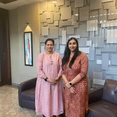A photo of Yogmaya with Mrs. Ashwini Puneet Rajkumar. Building relationships based on mutual respect is a cornerstone of our professional life.