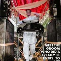 Who says a groom's entry has to be on a horse? For this fun-loving groom, we arranged a custom treadmill entry that was featured in ELLE magazine. It’s proof that we love a challenge and believe your wedding should be as unique as you are.