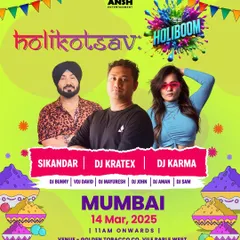 The Holiboom poster for our Mumbai event. This visual highlights a different set of artists, demonstrating our ability to curate specific lineups for different local audiences.
