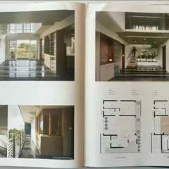 A page from a publication showing the interior spaces and floor plans of "House Belaku." The layout 전략적으로 places open volumes to draw in light from the north and east.