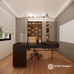 A 3D concept for a private executive cabin. The design balances professionalism with personal comfort, featuring integrated storage, sophisticated finishes, and ergonomic furniture.