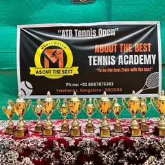 A full display of the trophies for our first ATB Open Tournament. We believe in rewarding the effort and success of all winners and finalists.