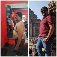Kishore went from 106 kg to 87 kg. He was mocked at the gym for not using fat burners, but he stuck to my quantified diet plan and consistent activity, proving them all wrong.
