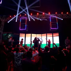 Thousands of voices singing "Vande Mataram" with us under the open sky. This patriotic anthem always creates a goosebumps-worthy moment at our live shows.