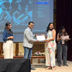 Receiving my certificate on stage at the IIMB NSRCEL valedictory event. I am so grateful for the support from mentors and fellow entrepreneurs.