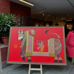 A stunning piece of traditional Indian art on display. We are always looking for art that can serve as a focal point and inspiration for a room's design.