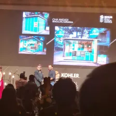 On stage at the Kohler Bold Design Awards. It was an honor to be recognized for a project that focused on creating a big impact in a small retail footprint.