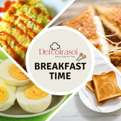 A collage of our breakfast offerings, including omelettes, cheese toast, and boiled eggs. It's the perfect way to start your day.