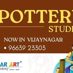 Announcement for our pottery studio in Vijaynagar, with details for booking a demo class.