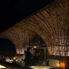 The stunning bohemian-inspired bar at Tahia, Noida. This shot focuses on the unique and beautiful architecture of the space.